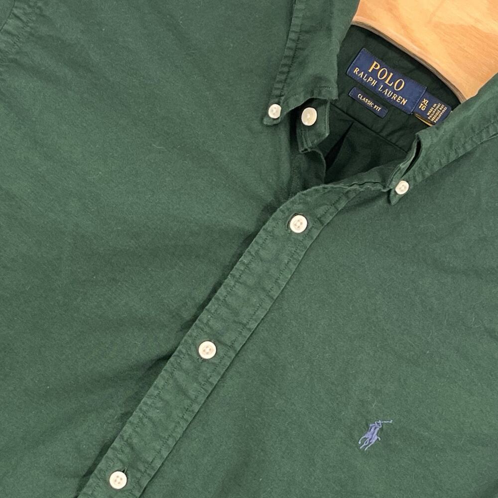 Polo Ralph Lauren Mens XL Classic Fit Green Blue Pony Button Down Preppy Casual